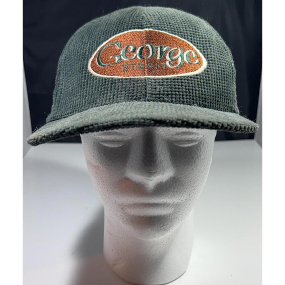 George Strait Embroidered Baseball Cap One Size Snapback, Green Corduroy-Vintage